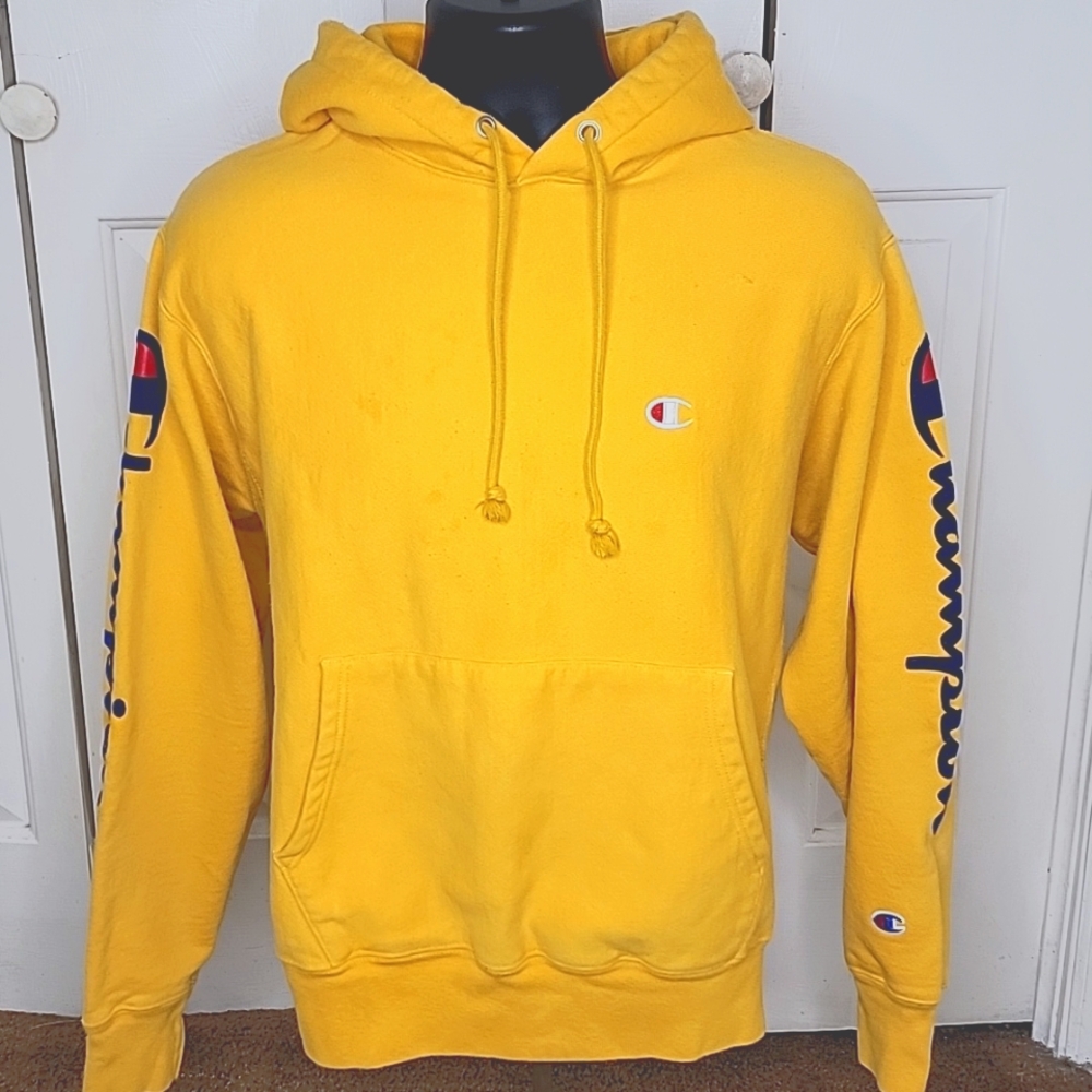 Champion Reverse Weave Flock Script Sleeve Hoodie… - image 1
